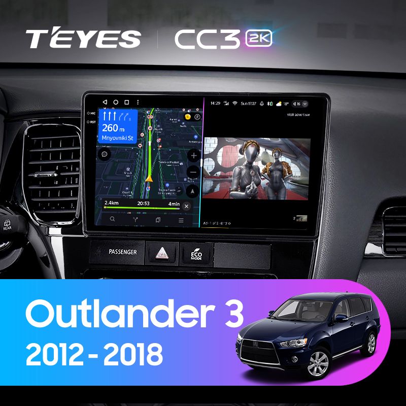 Штатная магнитола Teyes CC3 2K для Mitsubishi Outlander 3 2012-2018 на Android 10