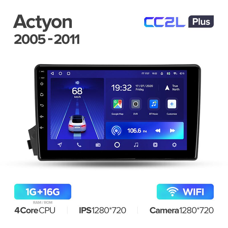 Штатная магнитола Teyes CC2L PLUS для SsangYong Actyon C100 2005-2011 на Android 8.1