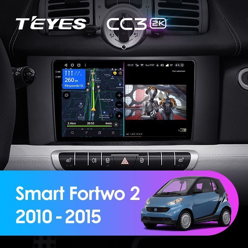 Штатная магнитола Teyes CC3 2K для Mercedes-Benz Smart Fortwo 2 2010-2015 на Android 10