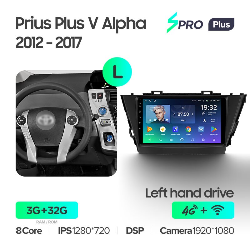Штатная магнитола Teyes SPRO+ для Toyota Prius Plus V Alpha 2012-2017 на Android 10