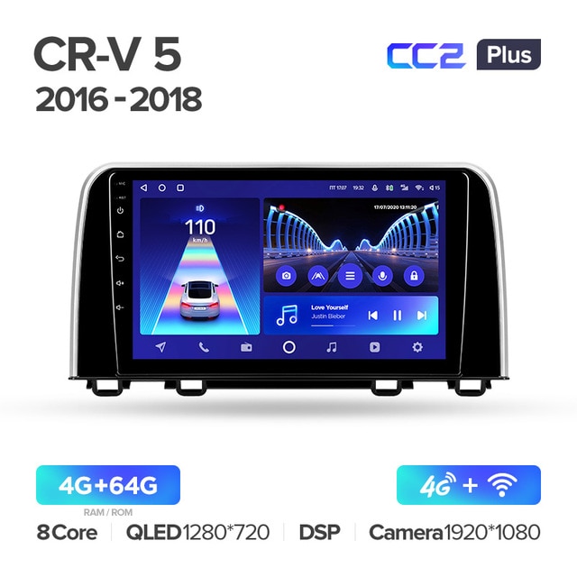 Штатная магнитола Teyes CC2PLUS для Honda CRV CR-V 5 RT RW 2016-2018 на Android 10