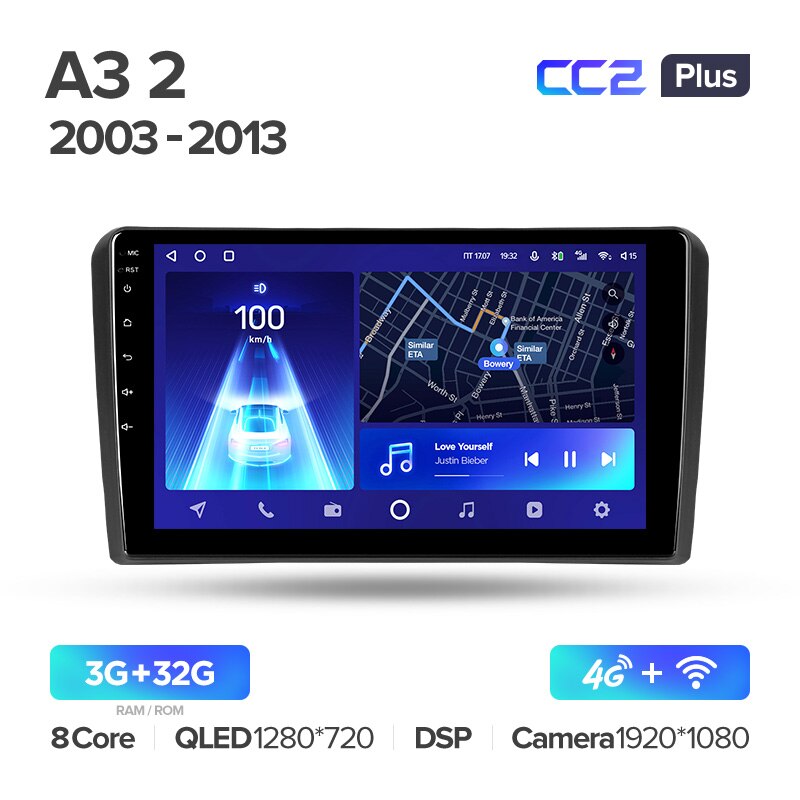 Штатная магнитола Teyes CC2PLUS для Audi A3 2 8P 2003 - 2013 на Android 10