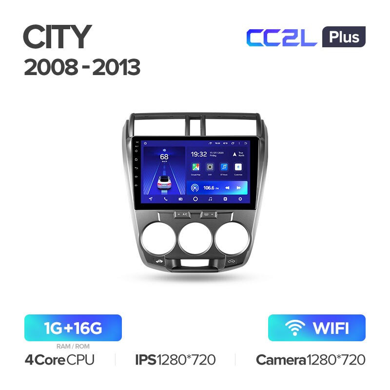 Штатная магнитола Teyes CC2L PLUS для Honda City 2008-2013 на Android 8.1