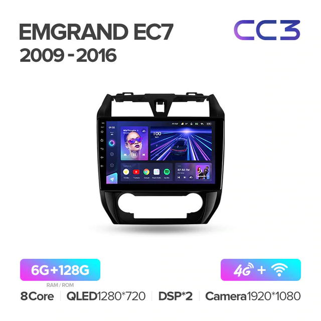 Штатная магнитола Teyes CC3 для Geely Emgrand EC7 1 2009 - 2016 на Android 10