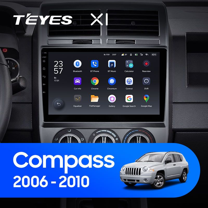 Штатная магнитола Teyes X1 для Jeep Compass MK 2006-2010 на Android 10