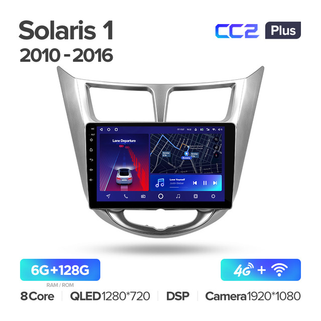 Штатная магнитола Teyes CC2PLUS для Hyundai Solaris 1 2010-2016 на Android 10