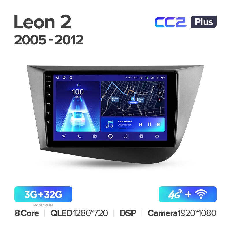 Штатная магнитола Teyes CC2PLUS для Seat Leon 2 2005-2012 на Android 10
