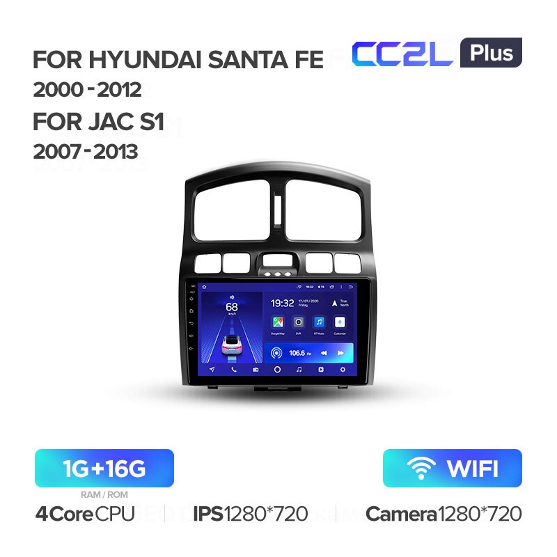 Штатная магнитола Teyes CC2L PLUS для Hyundai Santa Fe SM 2000-2012 на Android 8.1