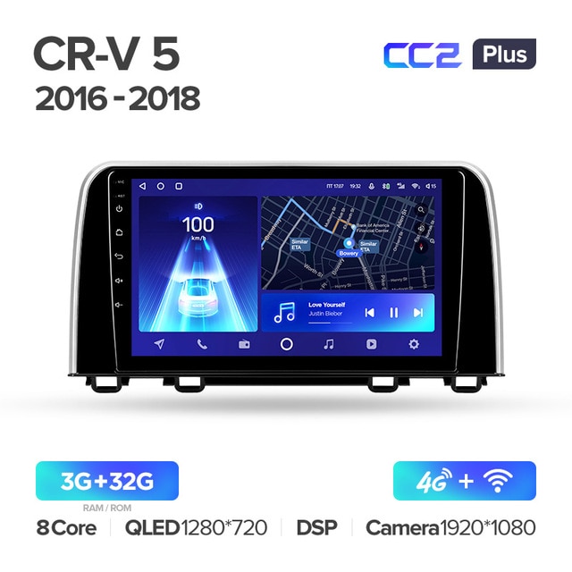 Штатная магнитола Teyes CC2PLUS для Honda CRV CR-V 5 RT RW 2016-2018 на Android 10