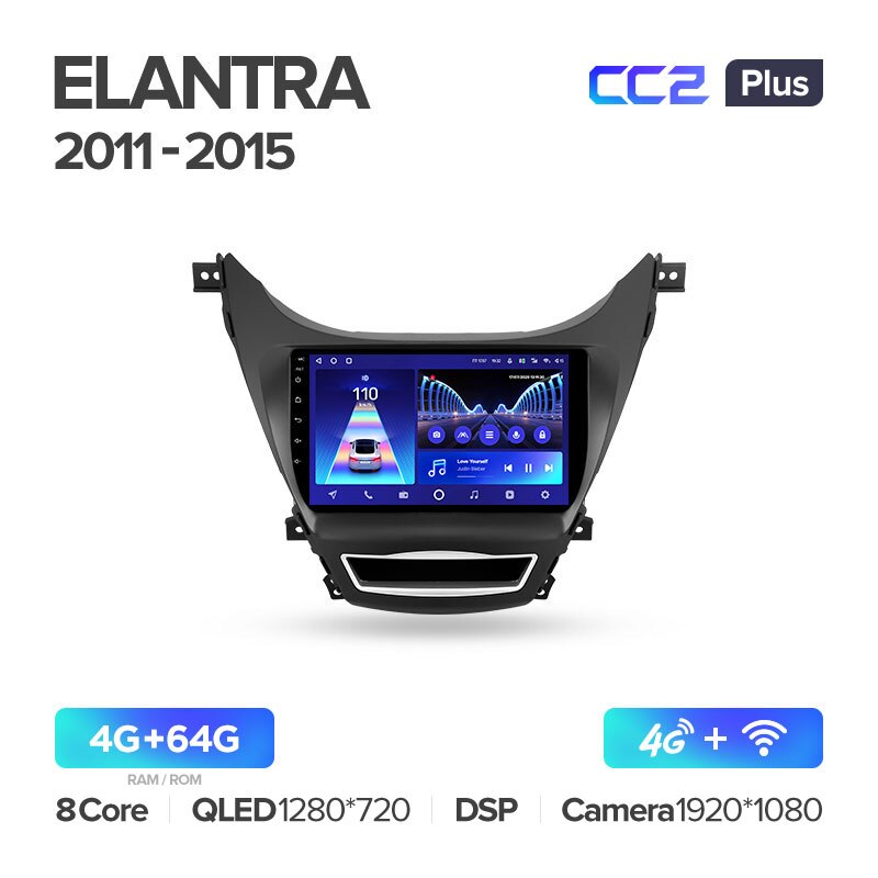 Штатная магнитола Teyes CC2PLUS для Hyundai Elantra  5 JK GD MD UD 2010-2016 на Android 10