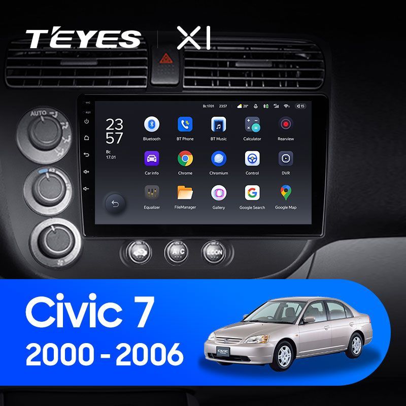 Штатная магнитола Teyes X1 для Honda Civic 7 2000-2006 на Android 10