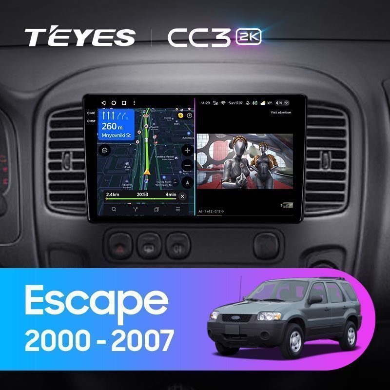 Штатная магнитола Teyes CC3 2K для Ford Escape 1 2000-2007 на Android 10