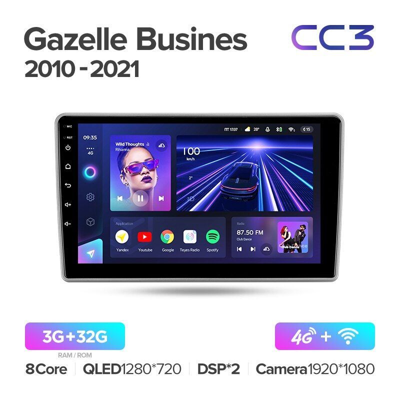 Штатная магнитола Teyes CC3 для GAZ Gazelle Busines 2010-2021 на Android 10