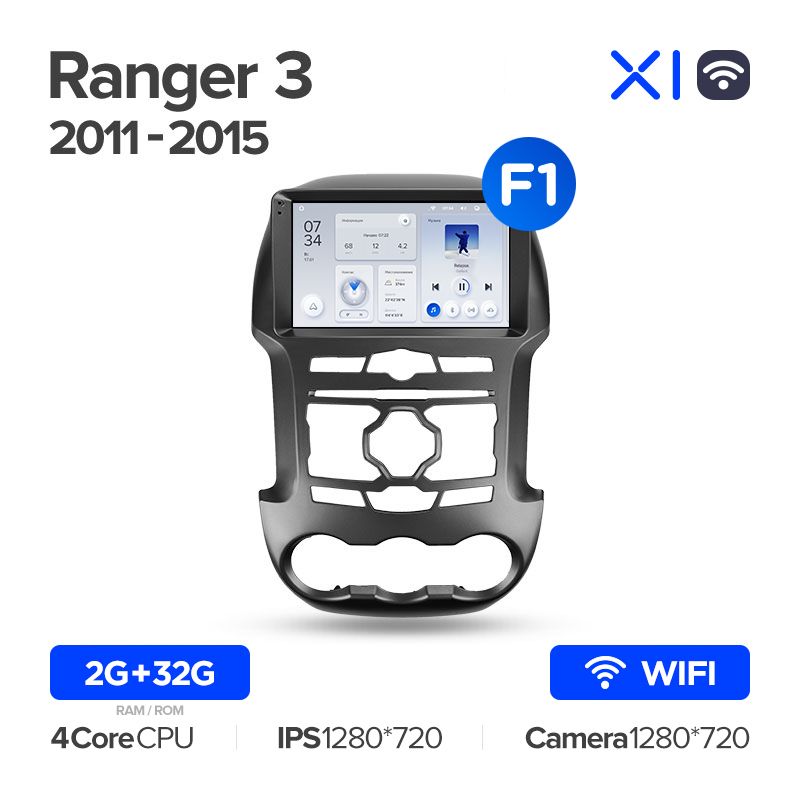Штатная магнитола Teyes X1 для Ford Ranger 3 2011-2015 на Android 10