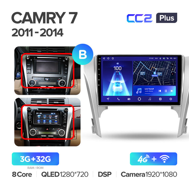 Штатная магнитола Teyes CC2PLUS для Toyota Camry 7 XV50 2011-2014 на Android 10