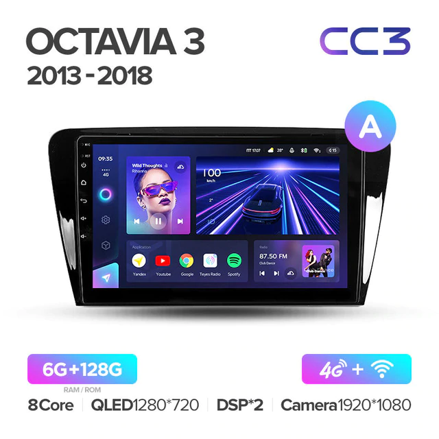Штатная магнитола Teyes CC3 для Skoda Octavia 3 A7 2013-2018 на Android 10