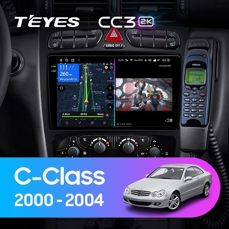 Штатная магнитола Teyes CC3 2K для Mercedes-Benz C-Class W203 CL203 2004-2011 на Android 10