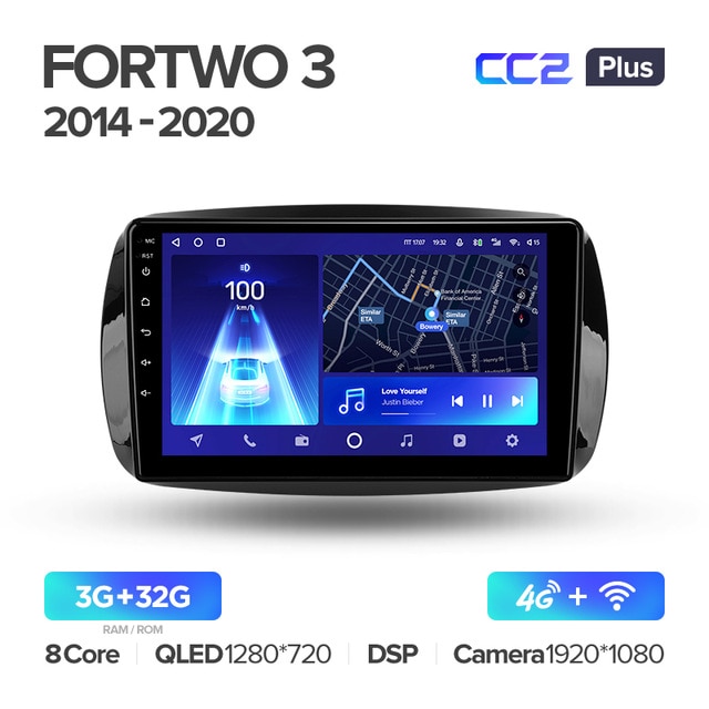 Штатная магнитола Teyes CC2PLUS для Mercedes-Benz Smart Fortwo 3 2014-2020 на Android 10