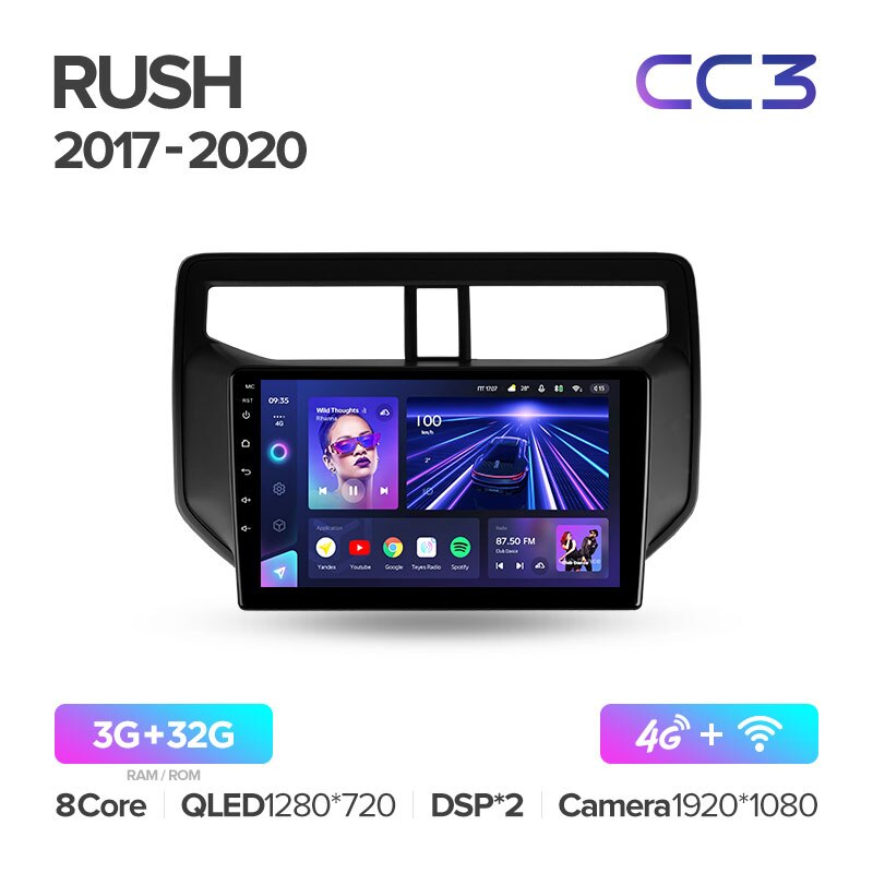 Штатная магнитола Teyes CC3 для Toyota Rush 2017-2020 на Android 10