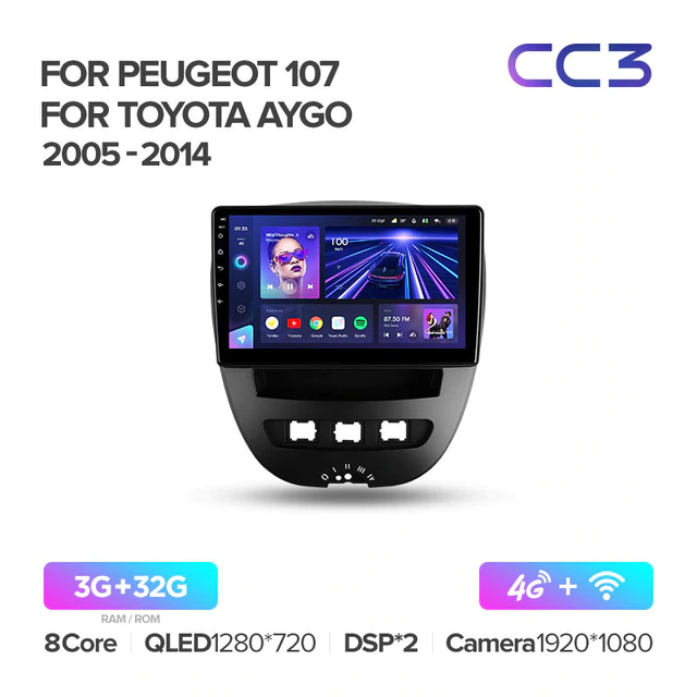 Штатная магнитола Teyes CC3 для Peugeot Peugeot 107 1 2005-2014 на Android 10