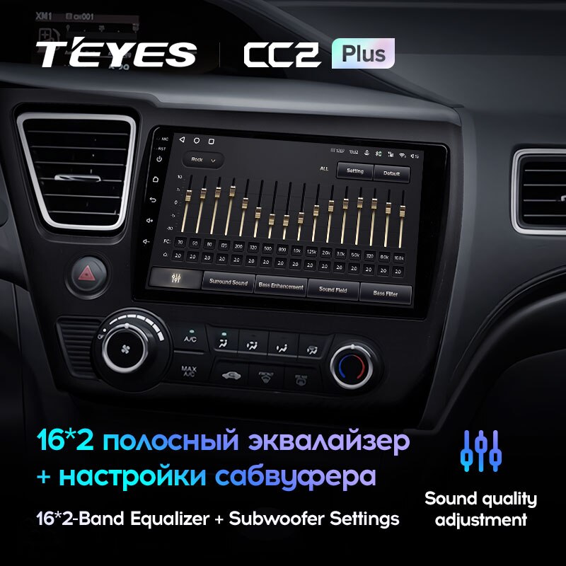 Штатная магнитола Teyes CC2PLUS для Honda Civic 9 2013-2016 на Android 10
