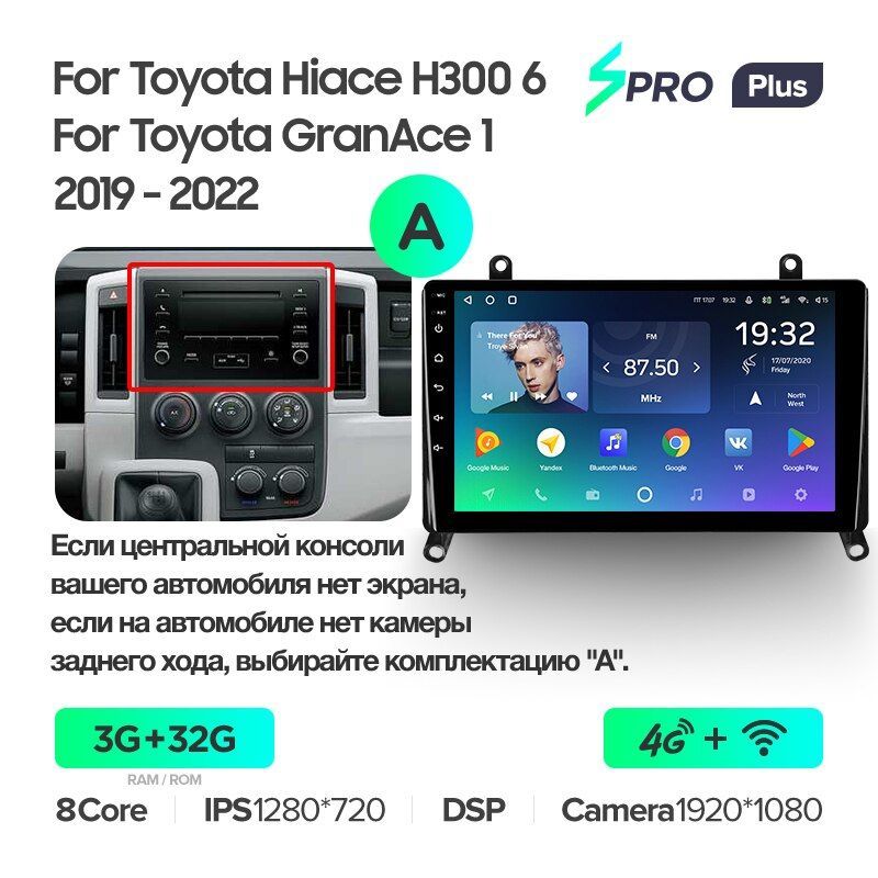Штатная магнитола Teyes SPRO+ для Toyota Hiace H300 VI GranAce 1 2019-2022 на Android 10