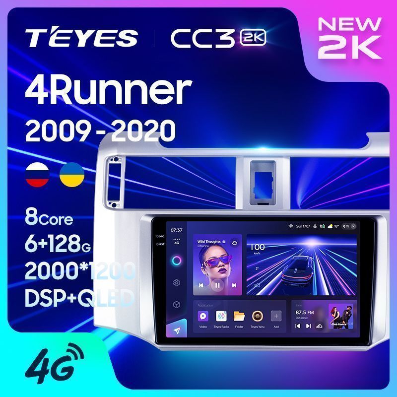 Штатная магнитола Teyes CC3 2K для Toyota 4Runner 5 N280 2009-2020 на Android 10
