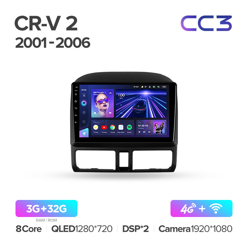 Штатная магнитола Teyes CC3 для Honda CR-V 2 CRV 2001-2006 на Android 10