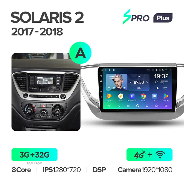 Штатная магнитола Teyes SPRO+ для Hyundai Solaris 2 2017-2018 на Android 10