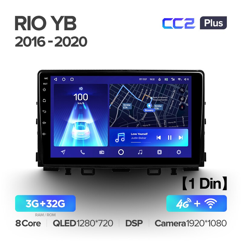 Штатная магнитола Teyes CC2PLUS для Kia RIO YB KX Cross 2016 - 2020 на Android 10