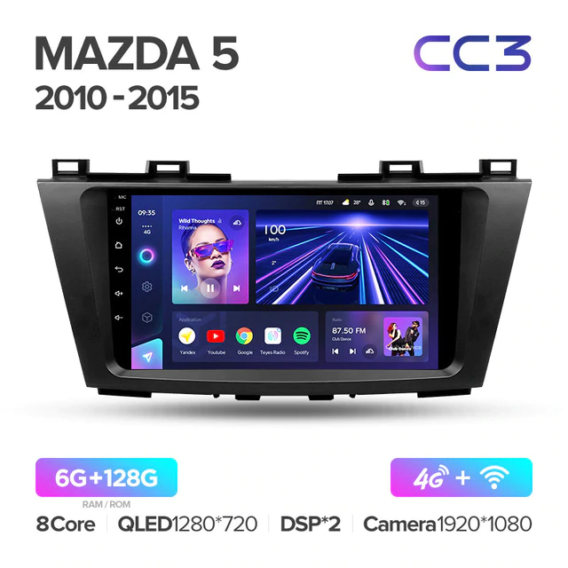 Штатная магнитола Teyes CC3 для Mazda 5 II CW 2010-2015 на Android 10
