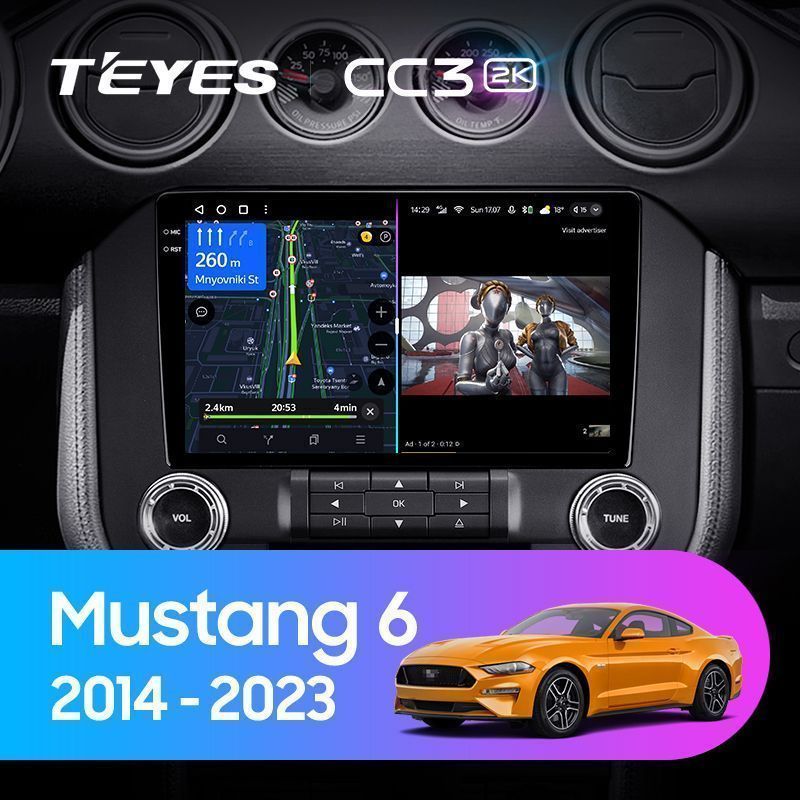 Штатная магнитола Teyes CC3 2K для Ford Mustang VI S550 2014-2021 на Android 10