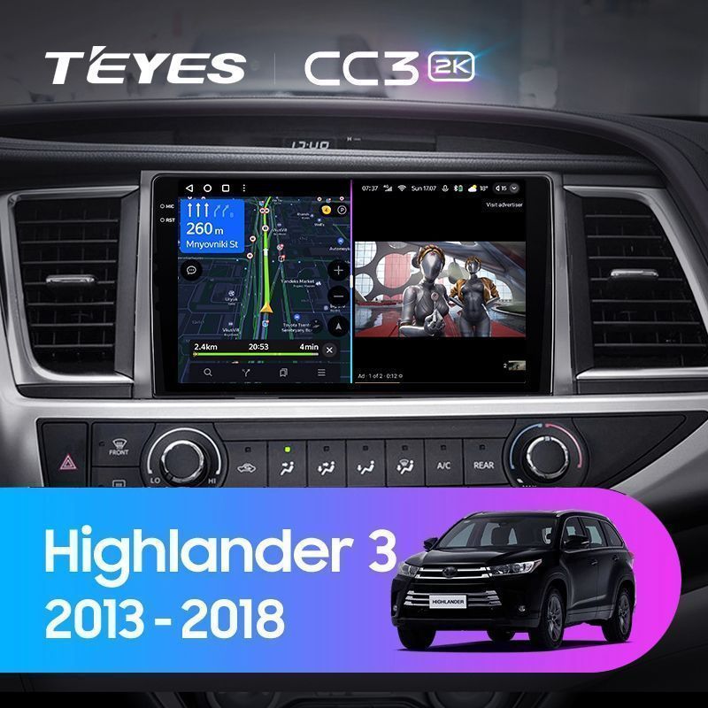 Штатная магнитола Teyes CC3 2K для Toyota Highlander 3 XU50 2013-2018 на Android 10