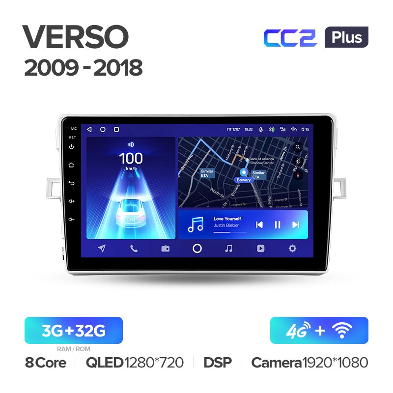 Штатная магнитола Teyes CC2PLUS для Toyota Verso R20 2009-2018 на Android 10