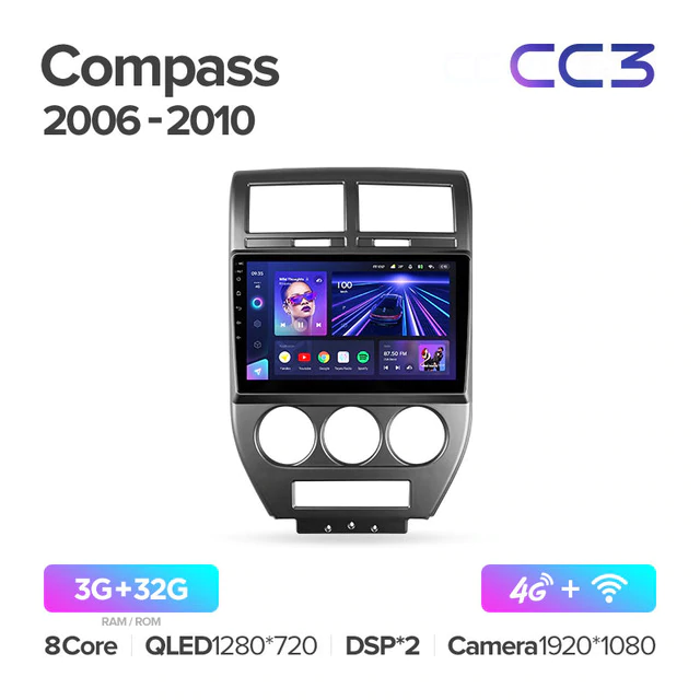 Штатная магнитола Teyes CC3 для Jeep Compass MK 2006-2010 на Android 10