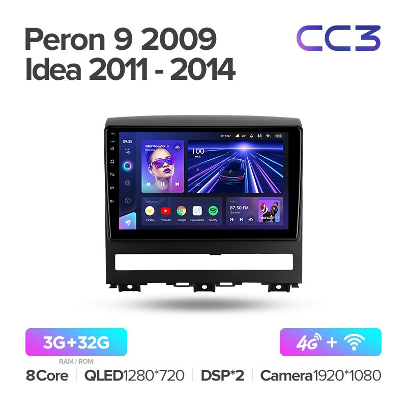 Штатная магнитола Teyes CC3 для Fiat Peron 9 2009 Idea 2011-2014 на Android 10