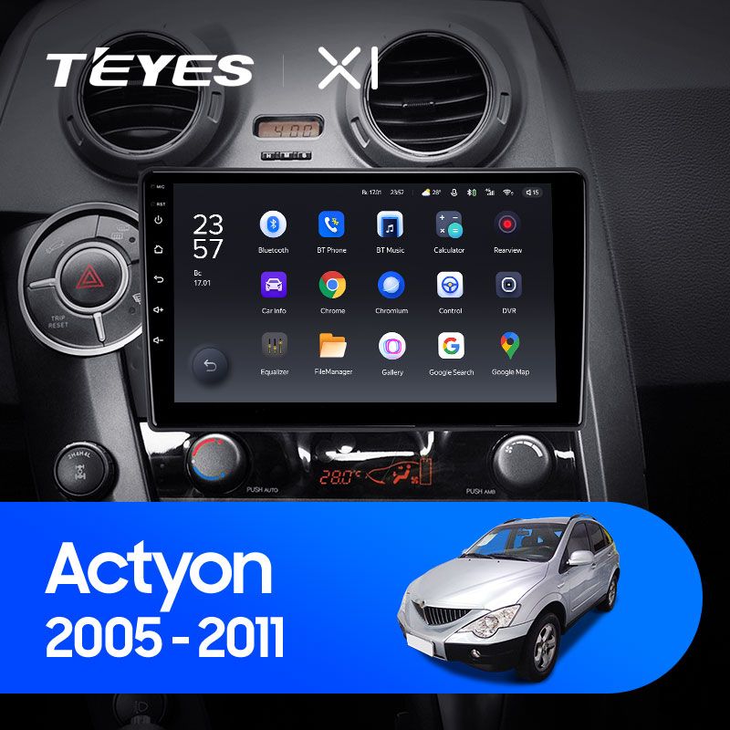 Штатная магнитола Teyes X1 для SsangYong Actyon C100 2005-2011 на Android 10