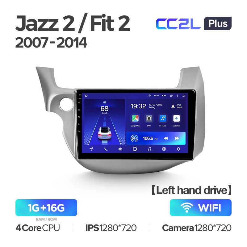 Штатная магнитола Teyes CC2L PLUS для Honda Jazz 2 GG Fit 2 GE 2007-2014 на Android 8.1