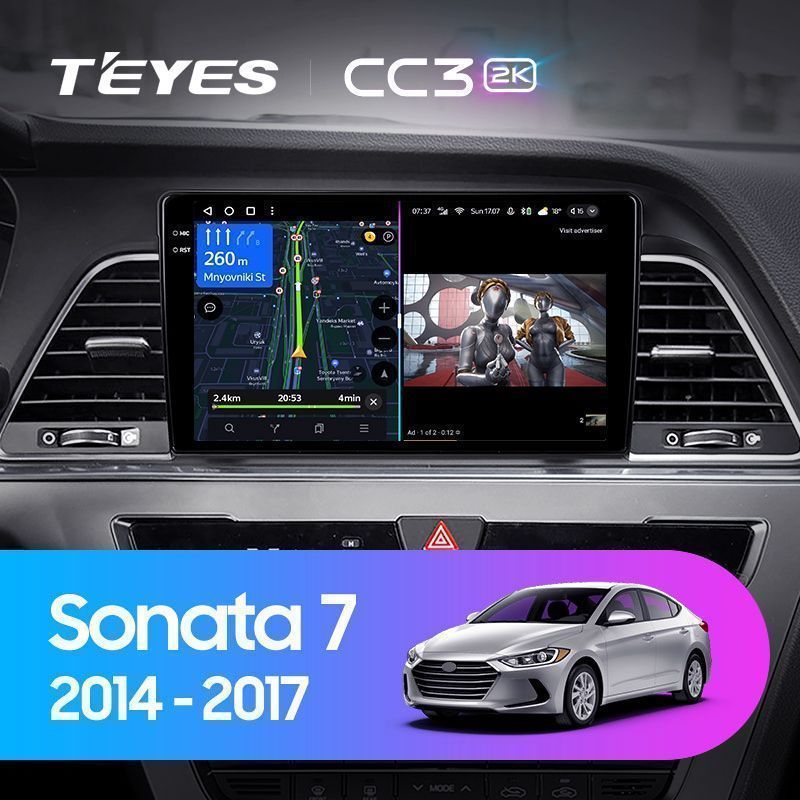 Штатная магнитола Teyes CC3 2K для Hyundai Sonata 7 LF 2014-2017 на Android 10