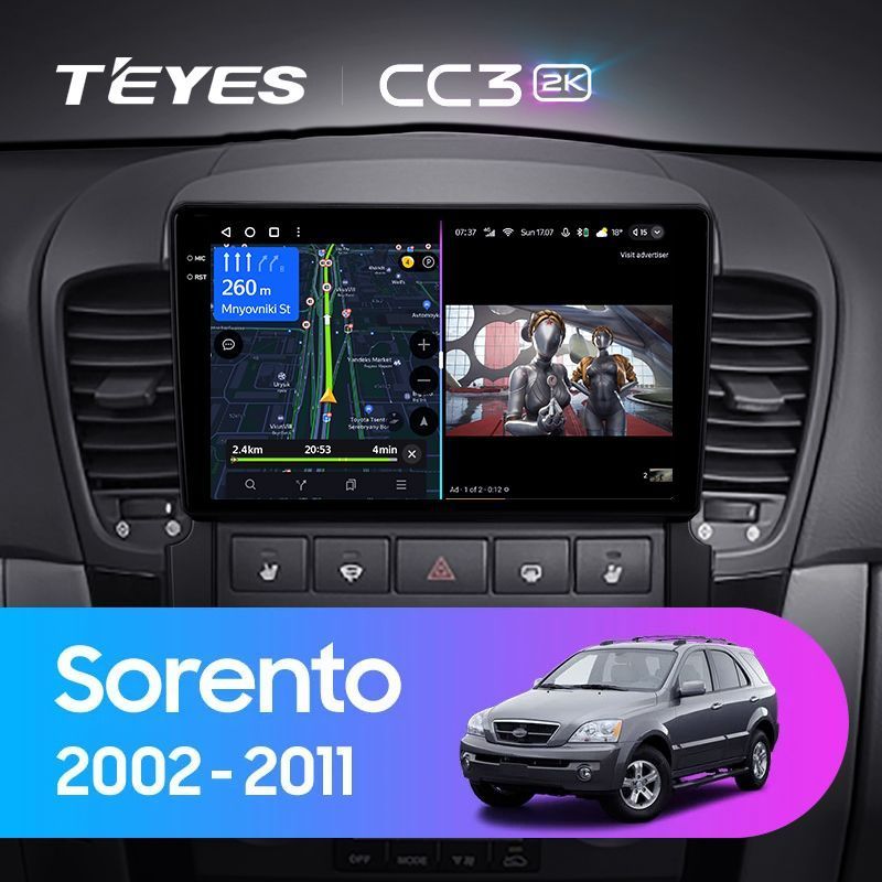 Штатная магнитола Teyes CC3 2K для Kia Sorento BL 2002-2011 на Android 10