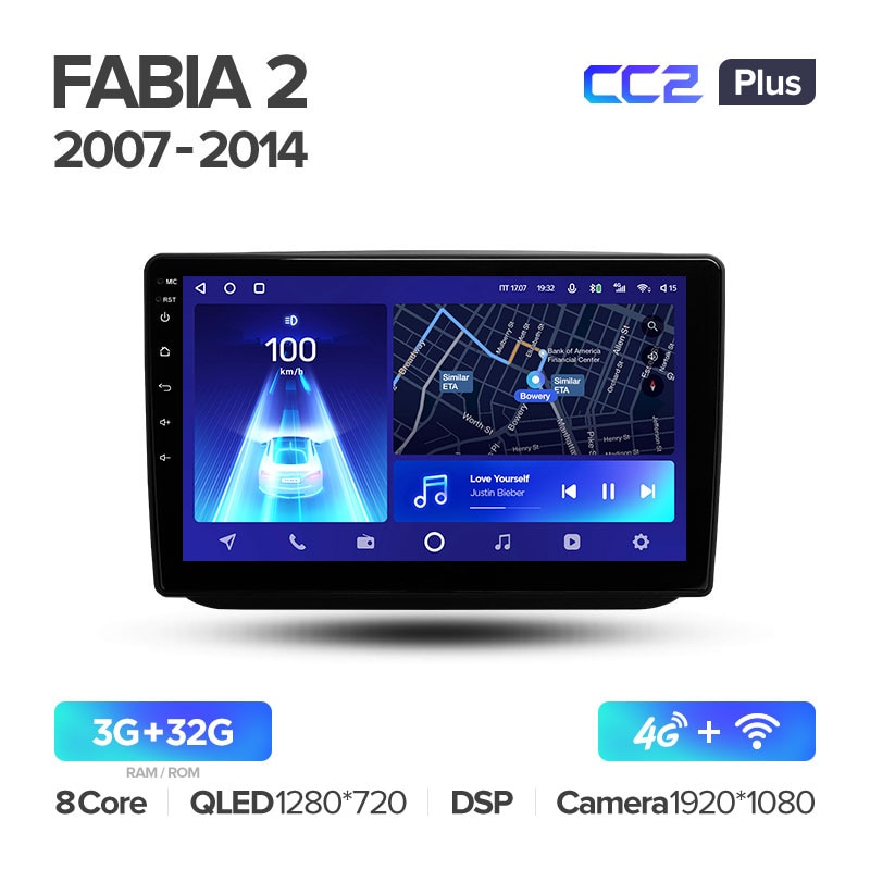 Штатная магнитола Teyes CC2PLUS для Skoda Fabia 2 2007-2014 на Android 10