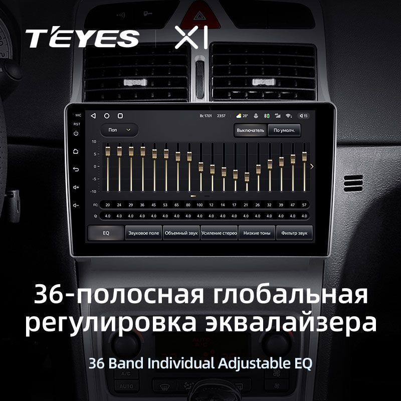 Штатная магнитола Teyes X1 для Peugeot 307 1 2001-2008 на Android 10