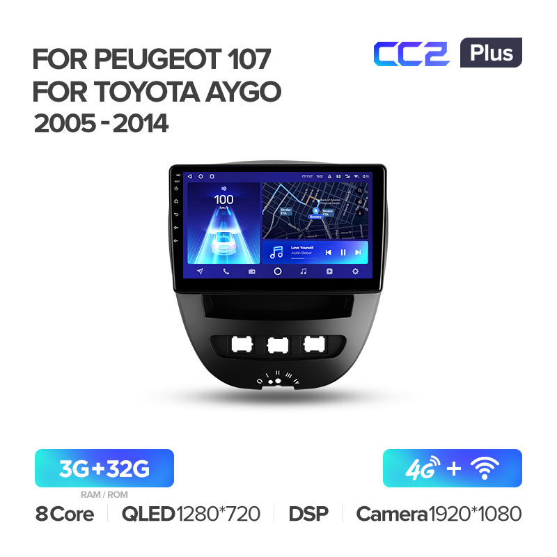 Штатная магнитола Teyes CC2PLUS для Peugeot Peugeot 107 1 2005-2014 на Android 10