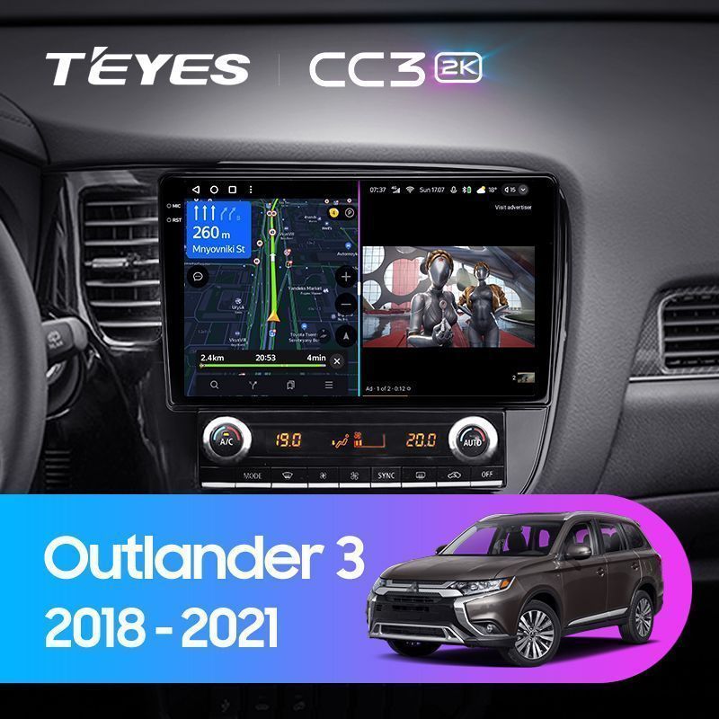 Штатная магнитола Teyes CC3 2K для Mitsubishi Outlander 3 2018-2021 на Android 10