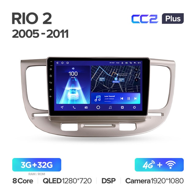 Штатная магнитола Teyes CC2PLUS для Kia RIO2 2005 - 2011 на Android 10
