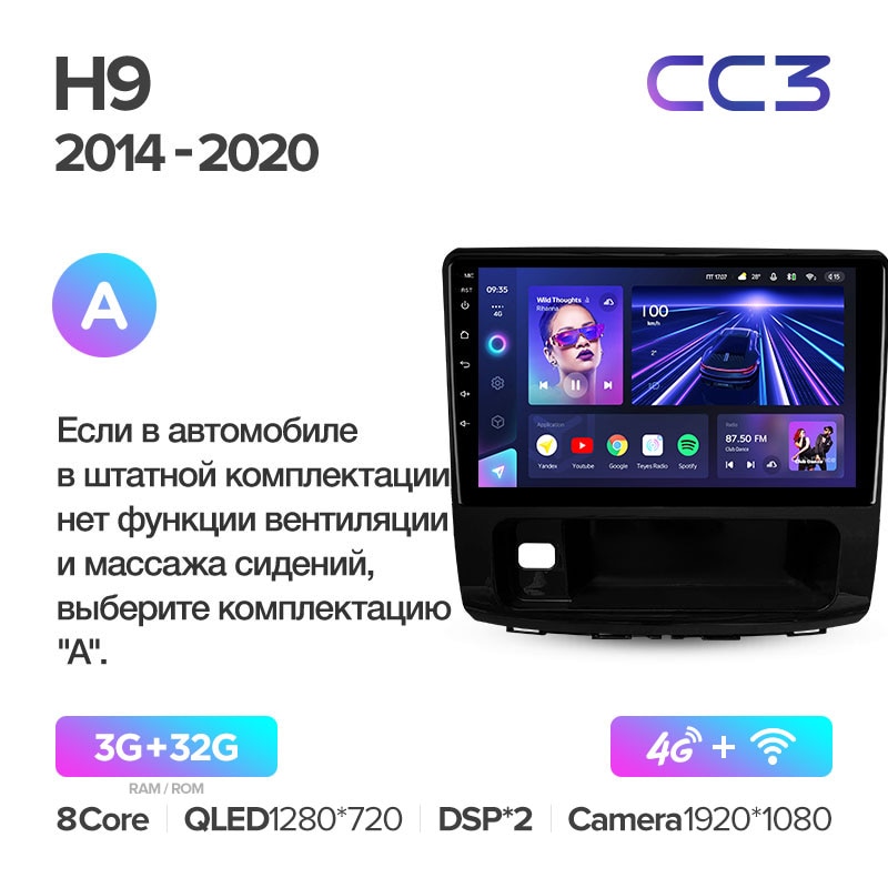 Штатная магнитола Teyes CC3 для Haval H9 2014-2020 на Android 10