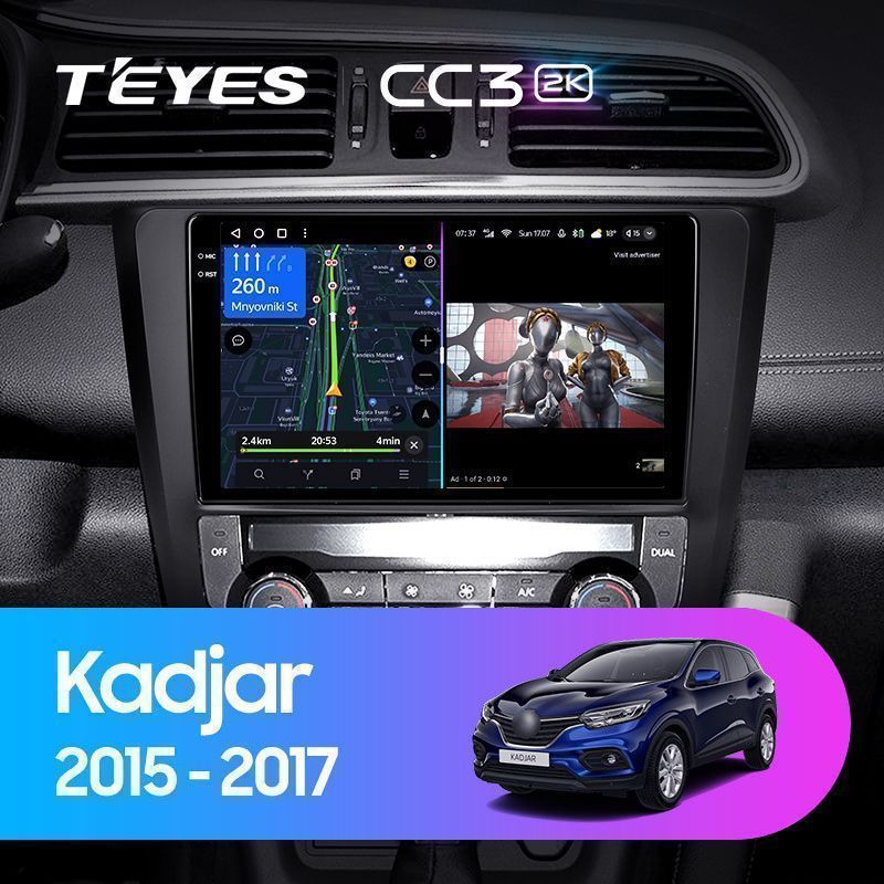 Штатная магнитола Teyes CC3 2K для Renault Kadjar 2015-2017 на Android 10