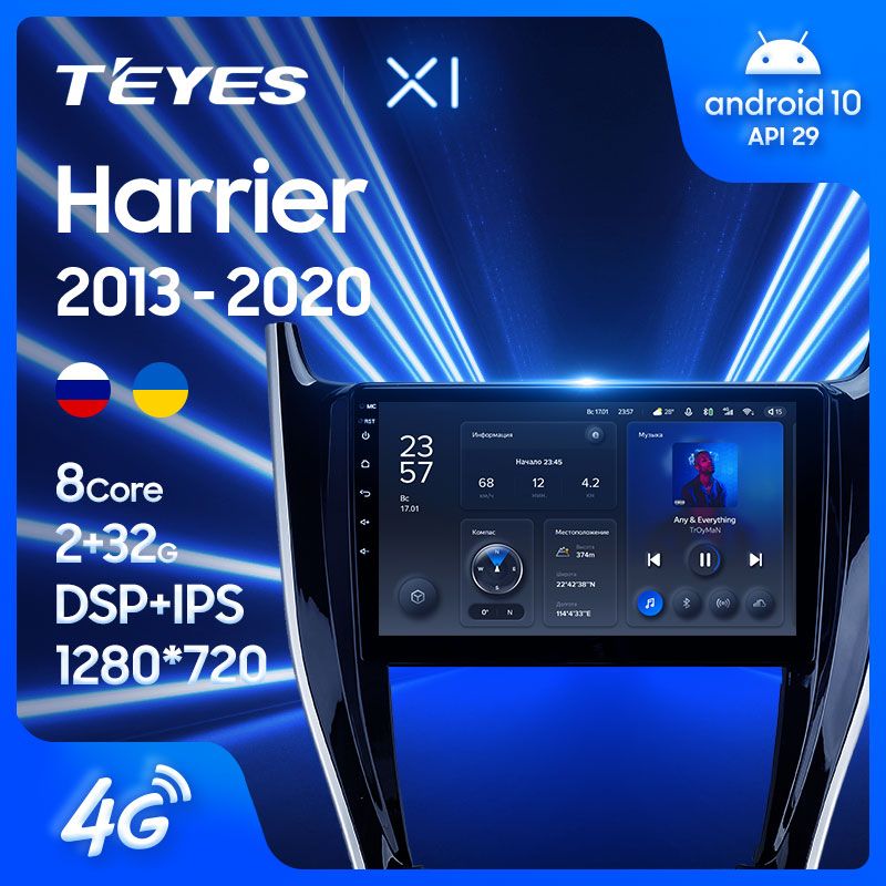 Штатная магнитола Teyes X1 для Toyota Harrier XU60 2013-2020 на Android 10