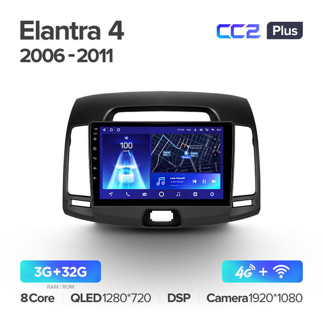 Штатная магнитола Teyes CC2PLUS для Hyundai Elantra 4 HD 2006-2012 на Android 10