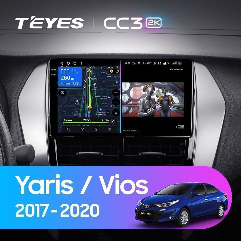Штатная магнитола Teyes CC3 2K для Toyota Yaris Vios 2017-2020 на Android 10
